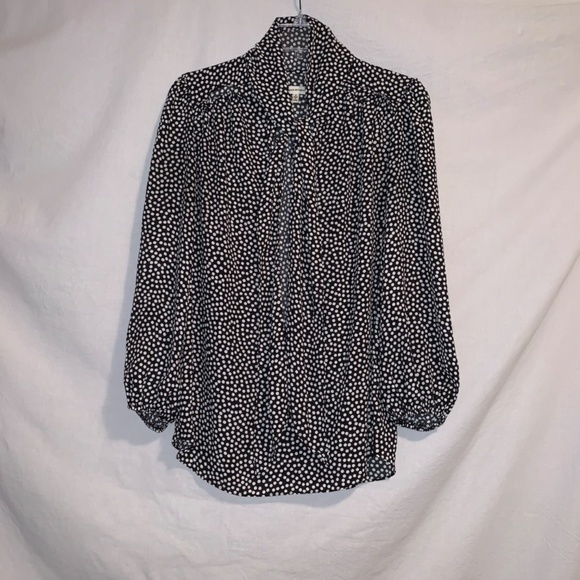 Max Studio V-Neck Polka Dot Tie Up Blouse Size Small - Picture 1 of 9